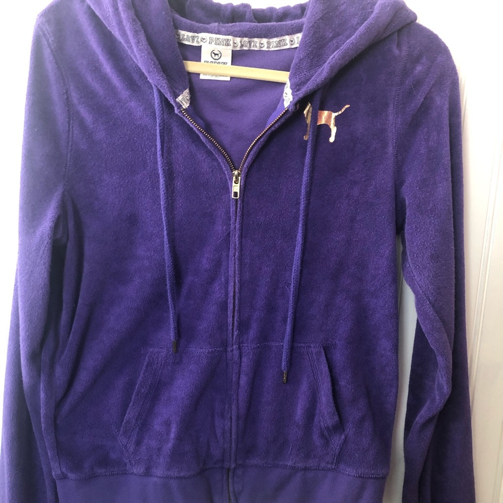 PINK purple full zip hoodie size medium